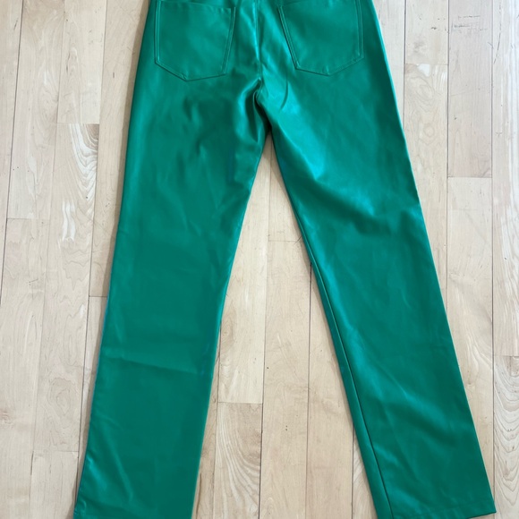 ZARA Vibrant Green Faux Leather Pants size Med - Picture 3 of 6